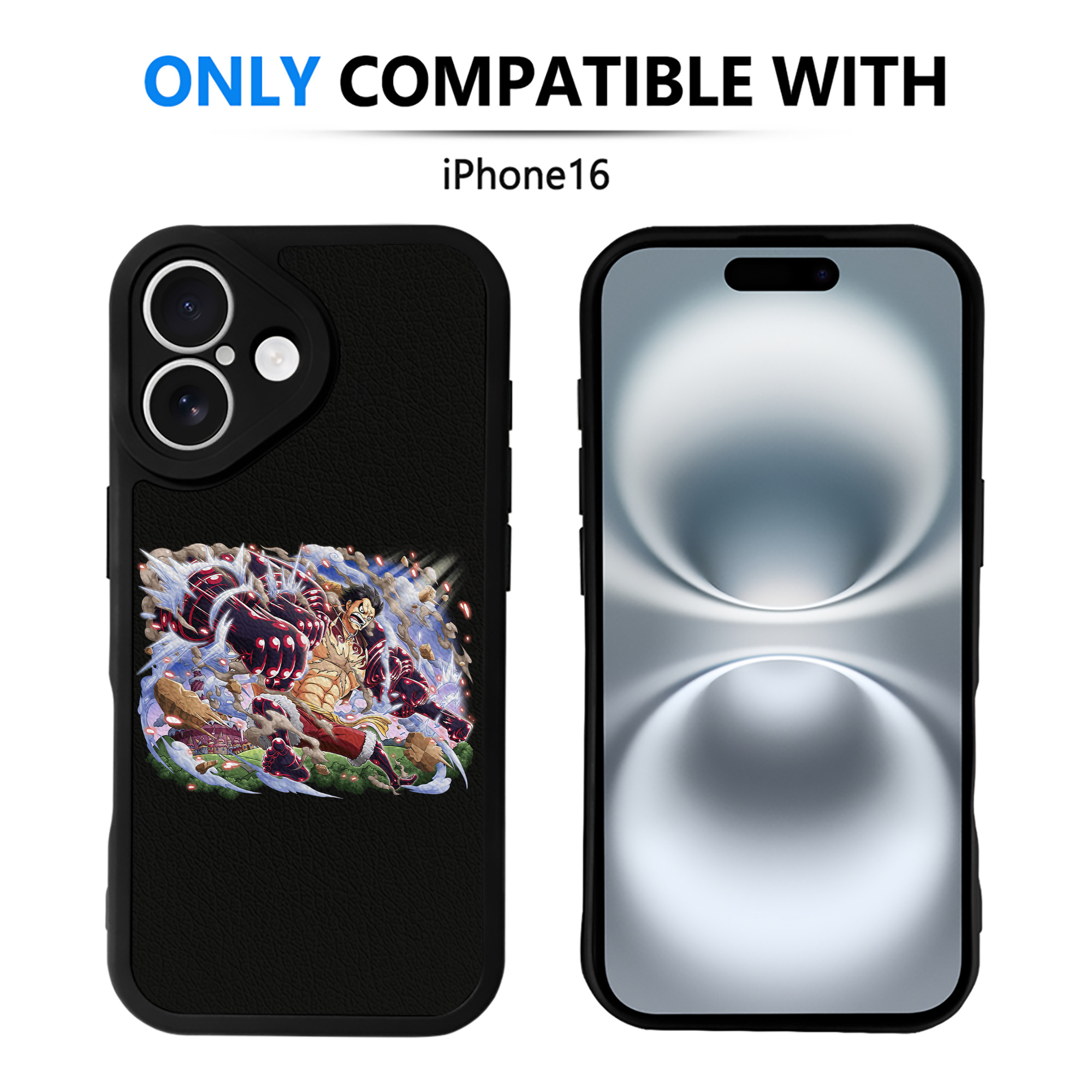 （画像用） ワンピース モンキー・D・ルフィ ONE PIECE Monkey D. Luffy 【iPhone 16シリーズ対応】シリコンスマホケース（レザー調） 材質：シリコン